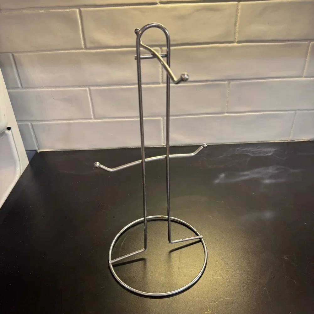 Mug Tree Kitchen Organizer Silver Chrome 4-Hook Minimalist 13
